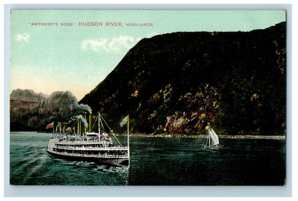 c1910 Anthony's Nose Steamboat Ship Hudson River Highlands New York NY Postcard