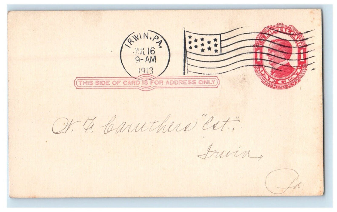 1913 Irwin PA, School Texas North Huntington Township Advertising Postcard