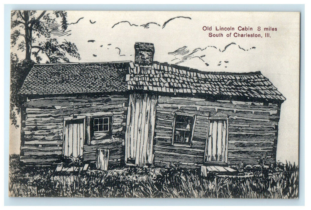 c1910s Old Lincoln Cabin 8 Miles South of Charleston Illinois IL PCK Postcard