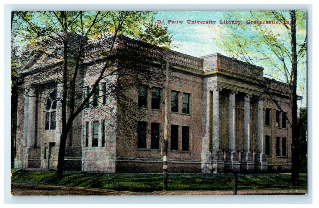 c1910's De Pauw University Library Greencastle Indiana IN Antique Postcard