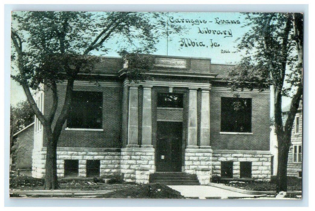 c1910's View Of Carnegie Evans Library Albia Iowa IA Unposted Antique Postcard