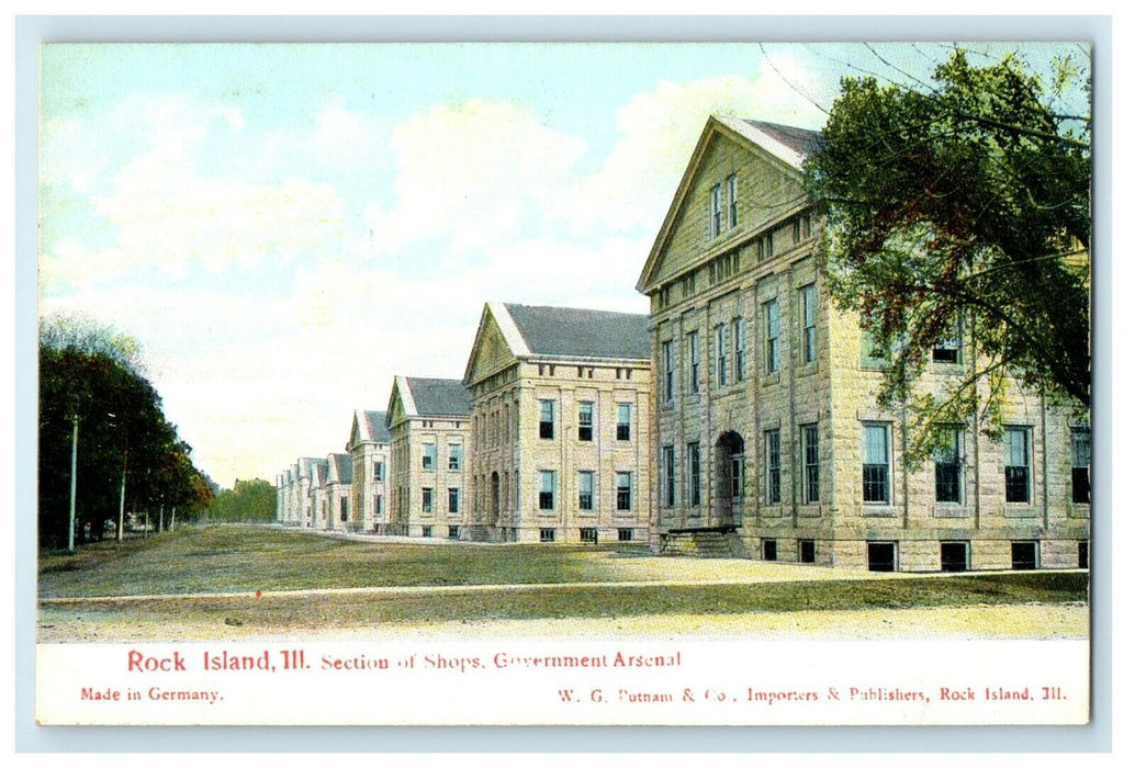 c1910's Rock Island Illinois IL, Section Of Shops Government Arsenal Postcard