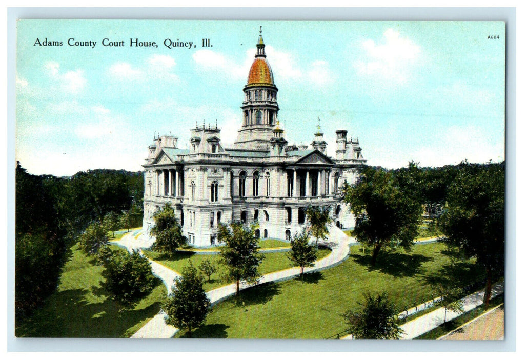 c1910s Adams County Court House, Quincy, Illinois IL Unposted Postcard