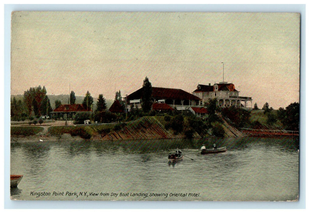 1913 Kingston Point Park NY, View From Day Boat Landing Oriental Hotel Postcard
