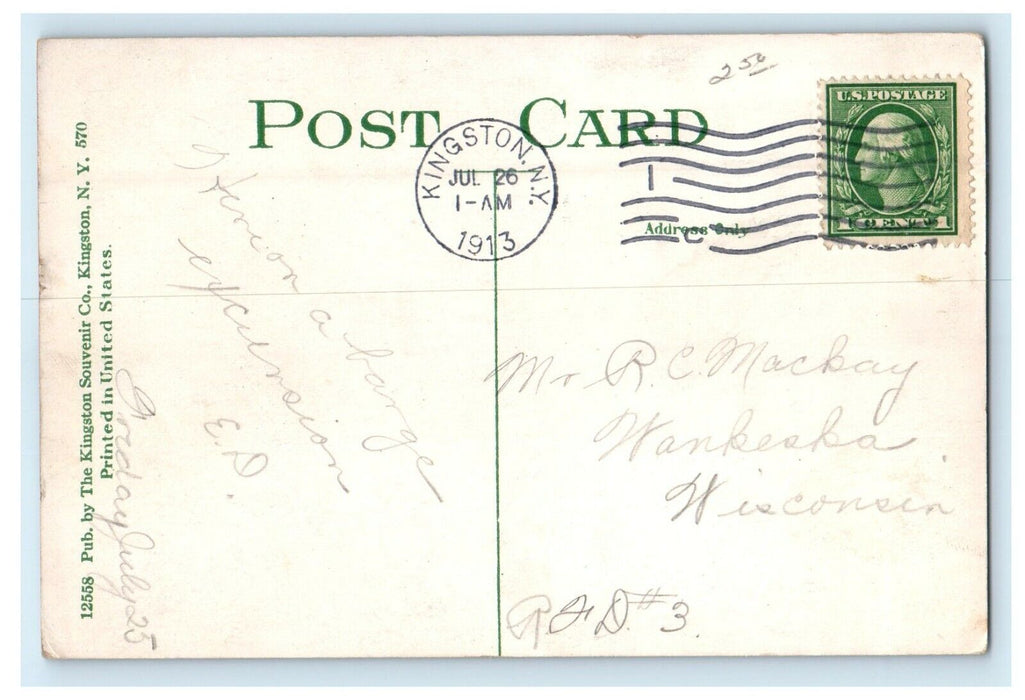 1913 Kingston Point Park NY, View From Day Boat Landing Oriental Hotel Postcard