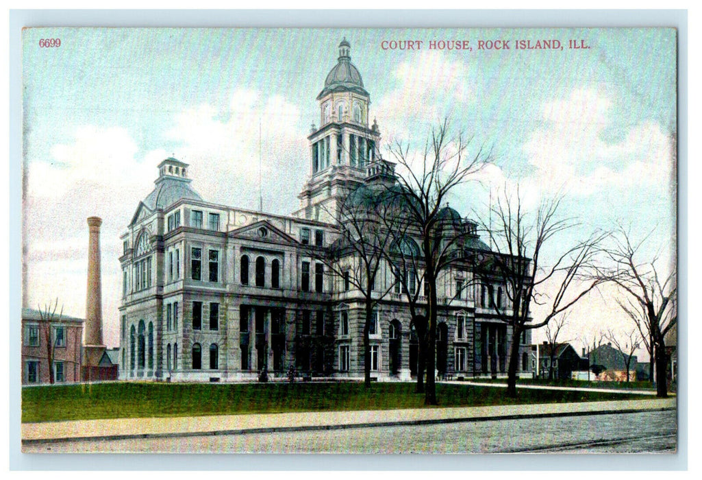c1910s Court House, Rock Island, Illinois IL Antique Unposted Postcard