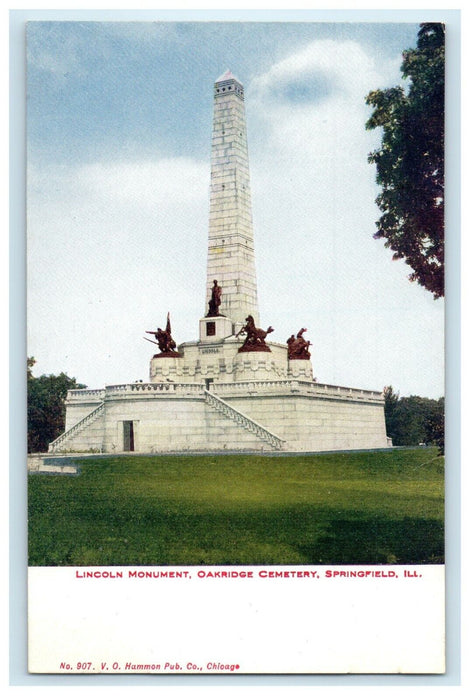 c1910's Lincoln Monument Oakridge Cemetery Springfield Illinois IL Postcard