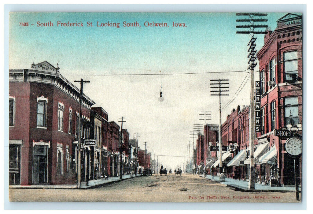 c1910s South Frederick St. Looking South, Oelwein Iowa IA Unposted Postcard
