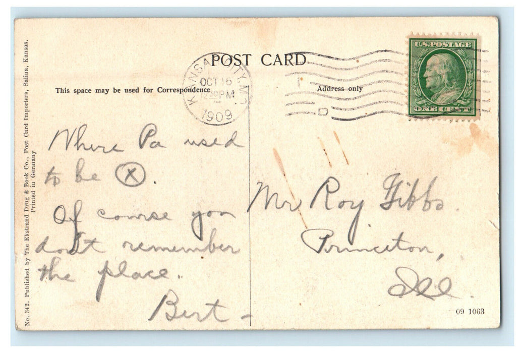 1909 Trego County Court House, WaKeeney Kansas KS Posted Postcard
