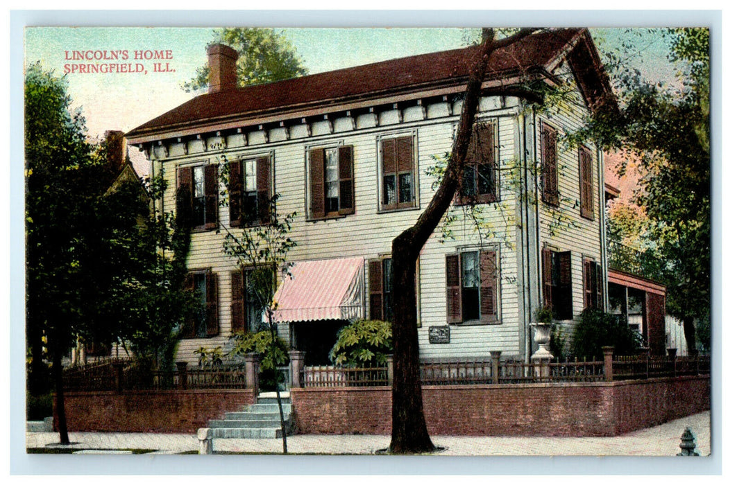 c1910s Lincoln's Home, Springfield Illinois IL Unposted Antique Postcard