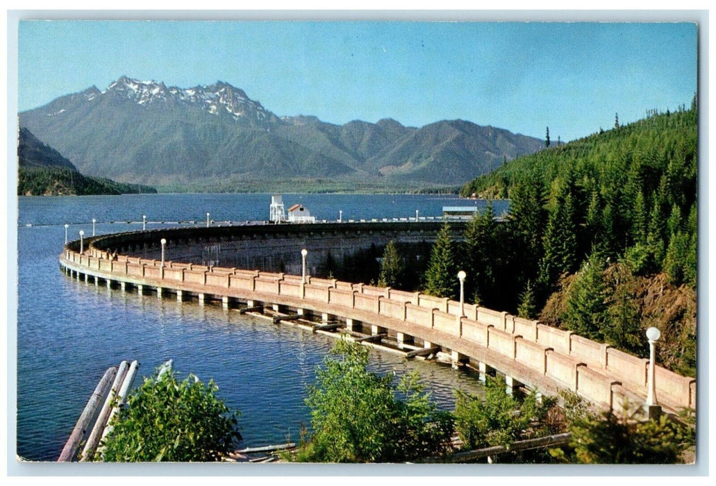 c1960 Aerial View Olympic Mountain Cushman Dam Washington WA Vintage Postcard