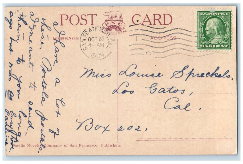 1909 Portola Festival San Francisco California CA, Ship Scene Antique Postcard