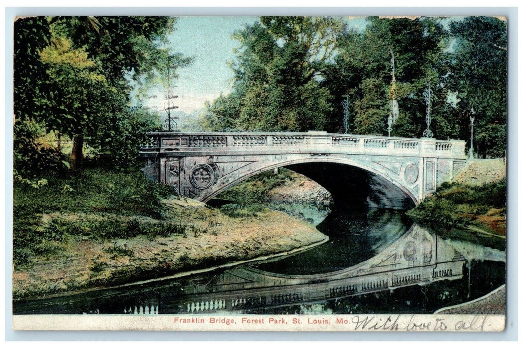 1908 Franklin Bridge Forest Lake St. Louis Missouri MO Posted Antique Postcard