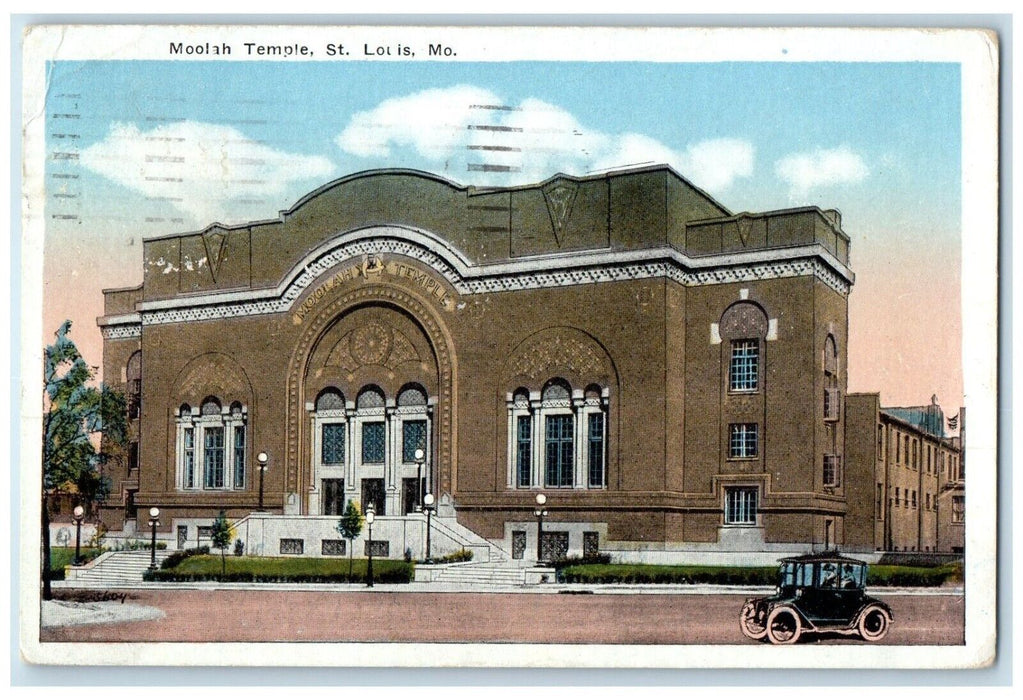 1917 Moolah Temple Building Car St. Louis Missouri MO Posted Antique Postcard