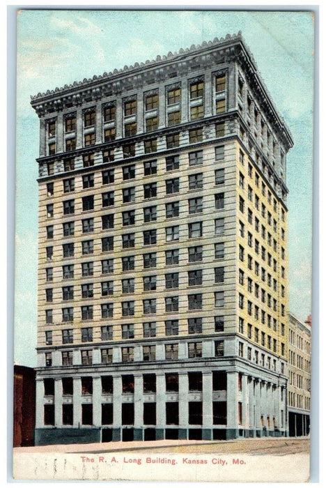 1908 The R.A Long Building Scene Street Kansas City Missouri MO Antique Postcard