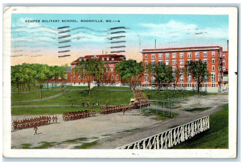 1938 Kemper Military School Parade Boonville Missouri MO Vintage Postcard