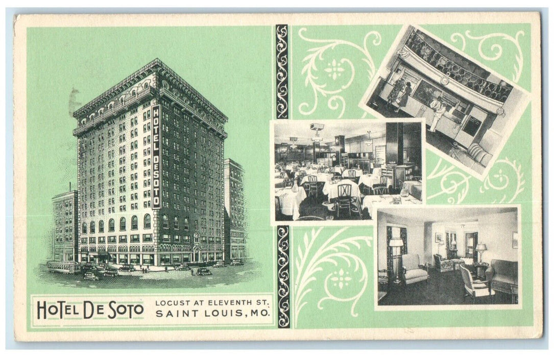 1941 Hotel De Soto Saint Louis Missouri MO, Multiview Posted Vintage Postcard