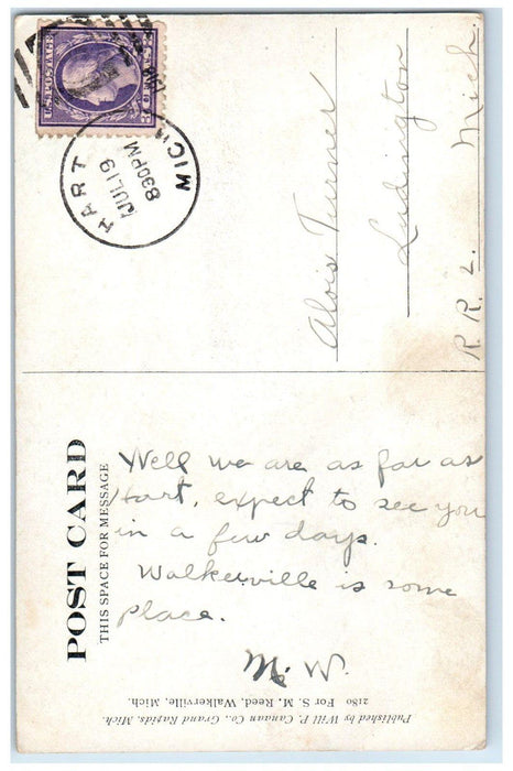 1918 Walkerville High School Building Campus Hart Michigan MI Antique Postcard