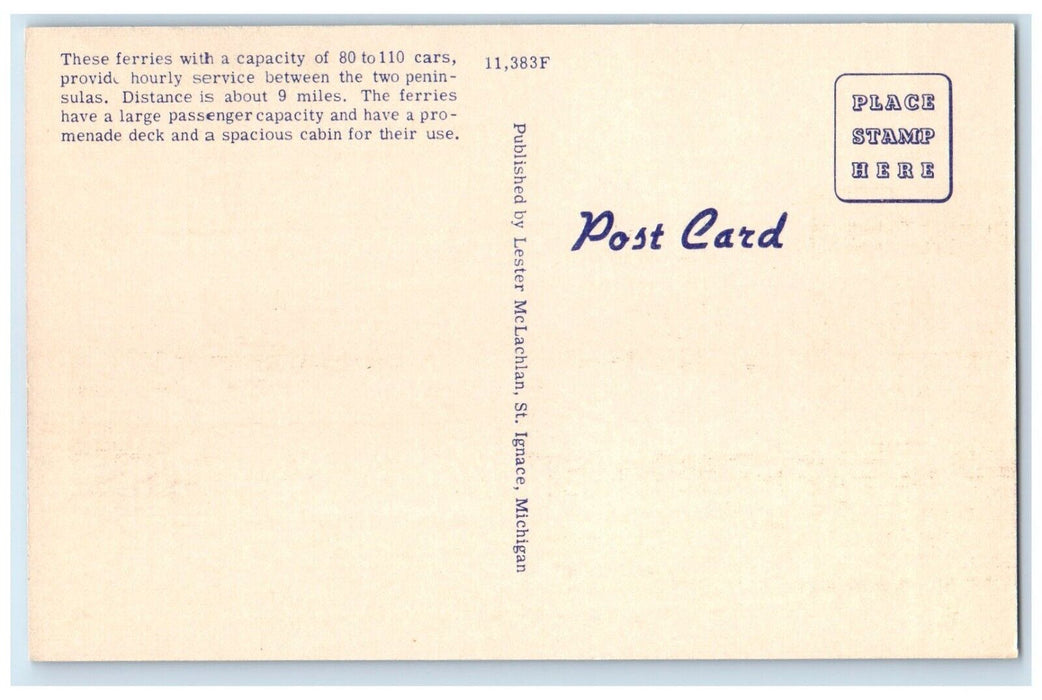 c1940 Straits Mackinac City Cheboygan Steamer Ship St. Ignace Michigan Postcard