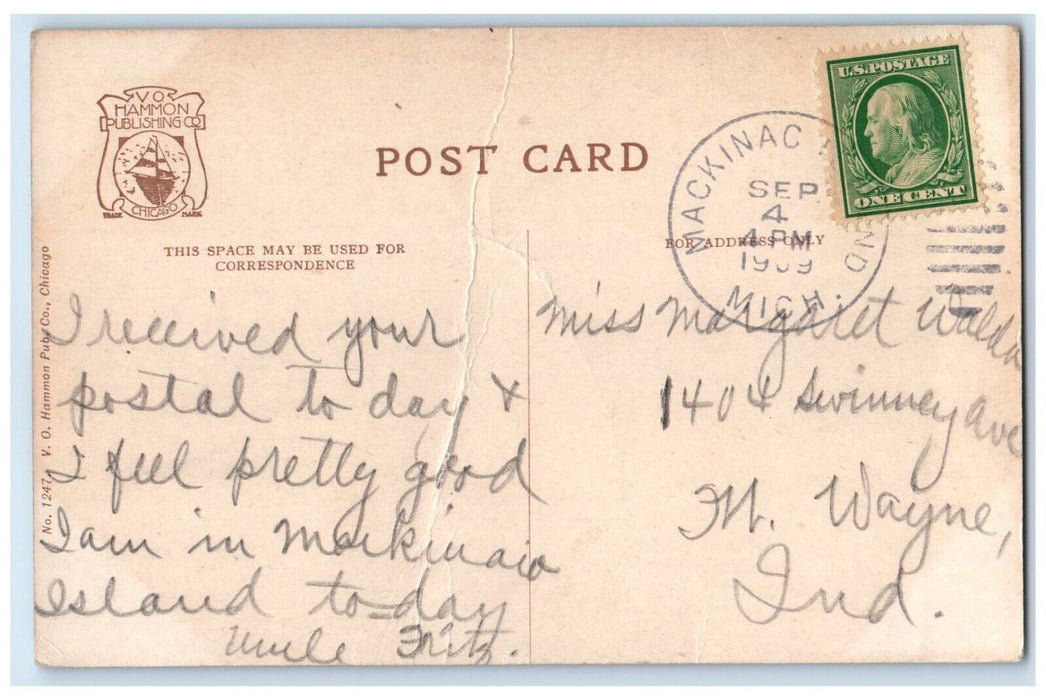 1909 Arrival Steamship Tionesta Dock Steamer Mackinac Island Michigan Postcard
