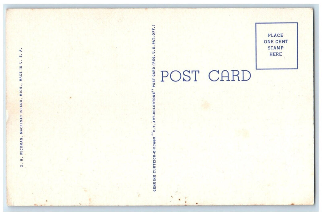 c1940 State Ferry Railway Docks Steamer Exterior Mackinaw City Michigan Postcard