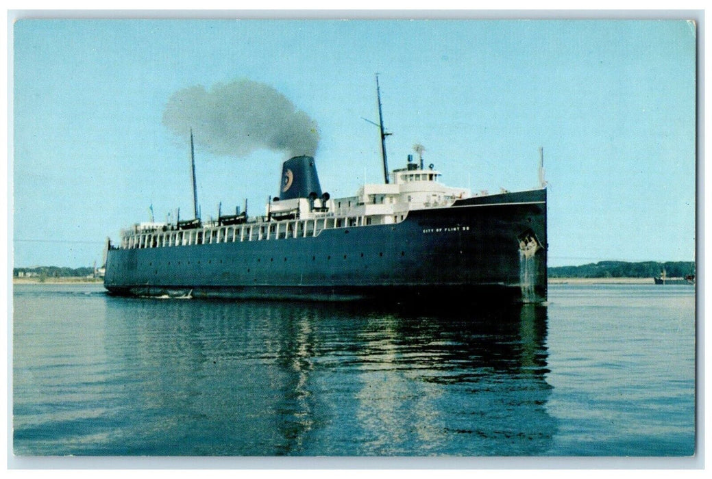 c1960 City Flint Milwaukee Kewaunee Trainferry Cars Ludington Michigan Postcard