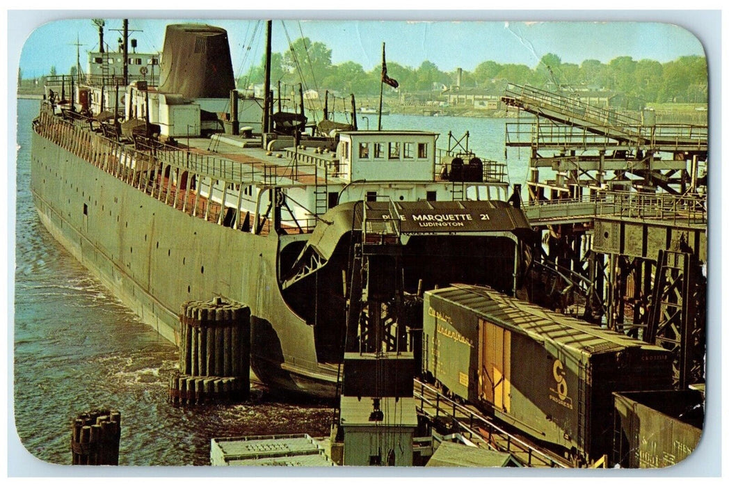 c1960 Chesapeake Ohio Railway Ferry Boats  Sail Ludington Michigan MI Postcard