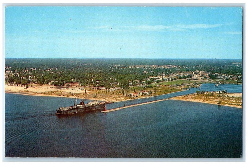 c1960 Pere Marquette Boat Canal Coastguard Steamer Ludington Michigan Postcard