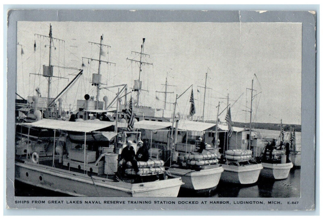 1947 Ships From Great Lakes Naval Reserve Training Station Michigan MI Postcard