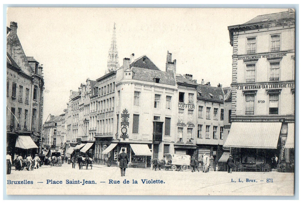 c1905 St. John's Square Violet Street Brussels Belgium Antique Unposted Postcard