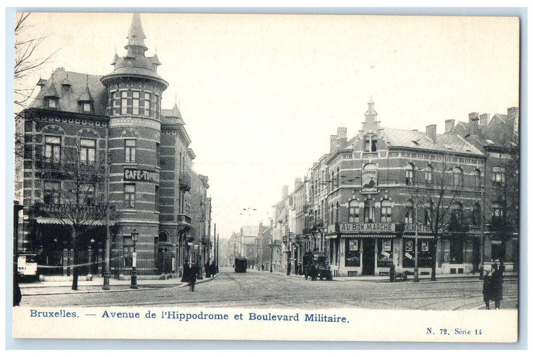 c1905 Hippodrome Avenue And Military Brussels Belgium Antique Unposted Postcard