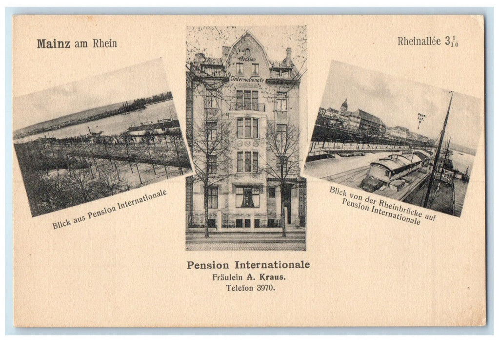 c1910 Mainz Am Rhein Rheinallee Germany Multiview Posted Antique Postcard