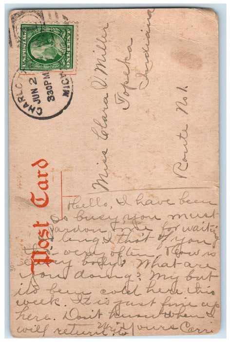 c1910's Grand Trunk Station Depot Railroad Train Charlotte Michigan MI Postcard