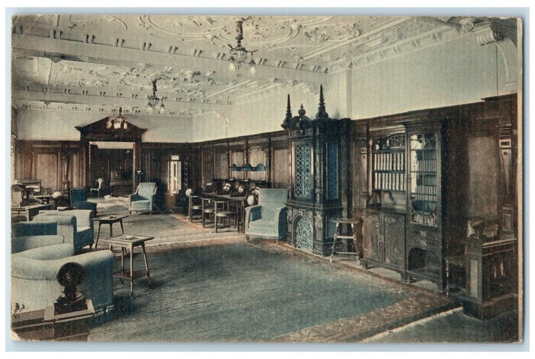 1913 Sendig Hotel Nurnberg Writing & Reading Room Germany Posted Postcard