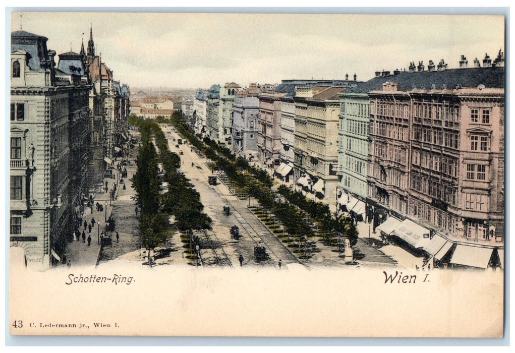 c1905 Aerial View Schotten-Ring Vienna Austria Trolley Car Antique Postcard