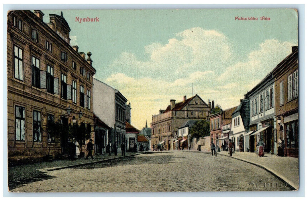 c1910 Business Section Palackeho Trida Nymburk Czech Republic Postcard