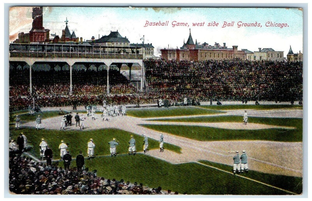 c1910's Baseball Game West Side Ball Grounds Chicago Illinois IL Posted Postcard