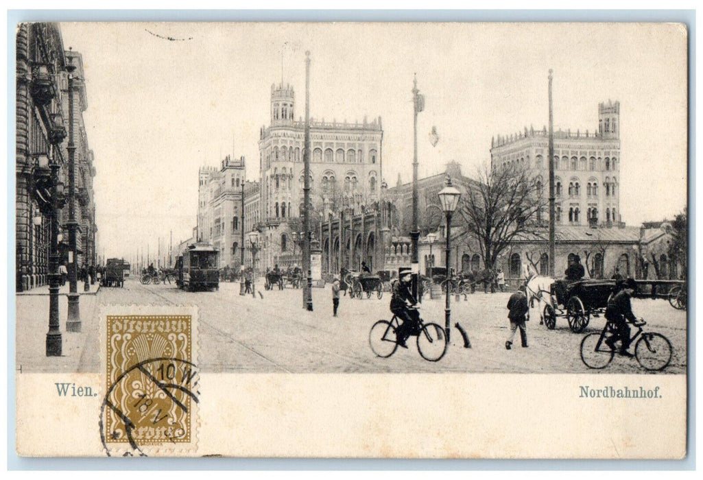 c1905 Nordbahnhof Vienna Austria Biking Horse Carriage Antique Posted Postcard