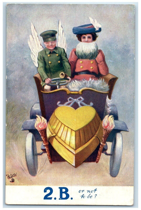 c1910's Couple Motorist Car Handwarmer Oilette Tuck's Unposted Antique Postcard