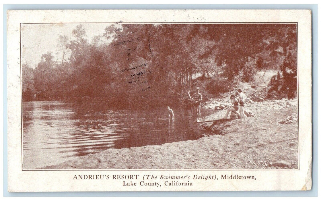 1942 Andrieu's Resort Beach Bathing Beauties Middletown Lake County CA Postcard