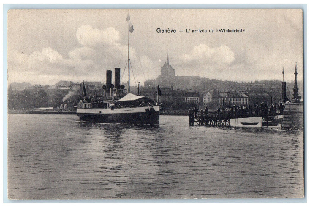 1908 L'Arrivee Du Winkelried Geneve Switzerland Posted Antique Postcard