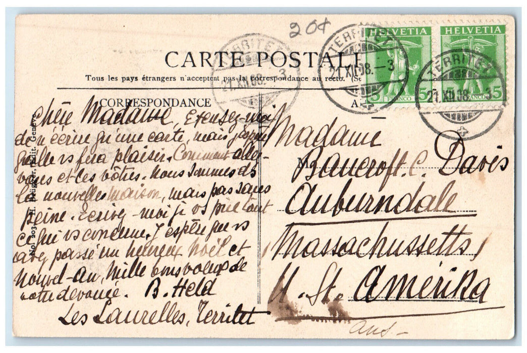 1908 L'Arrivee Du Winkelried Geneve Switzerland Posted Antique Postcard