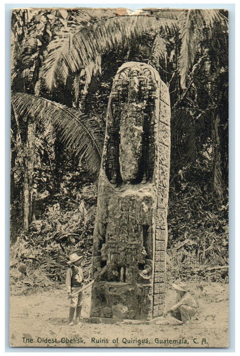 c1910 The Obelisk Ruins of Quirigua Guatemala Central America Unposted Postcard