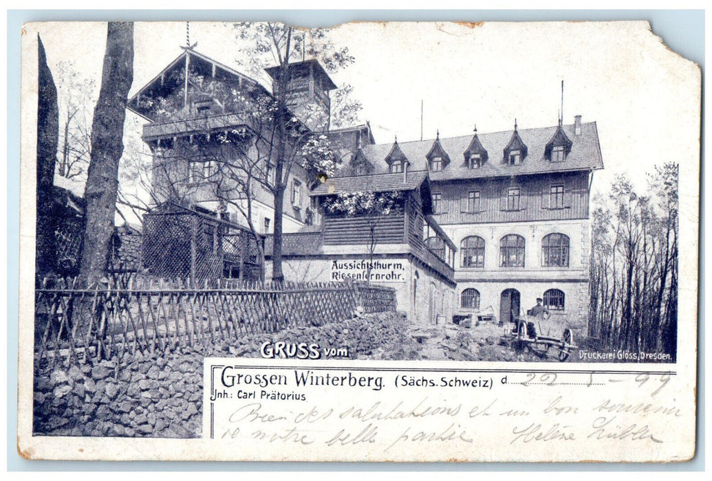 1899 Grossen Winterberg (Sach's Schweiz) Switzerland Antique Posted Postcard