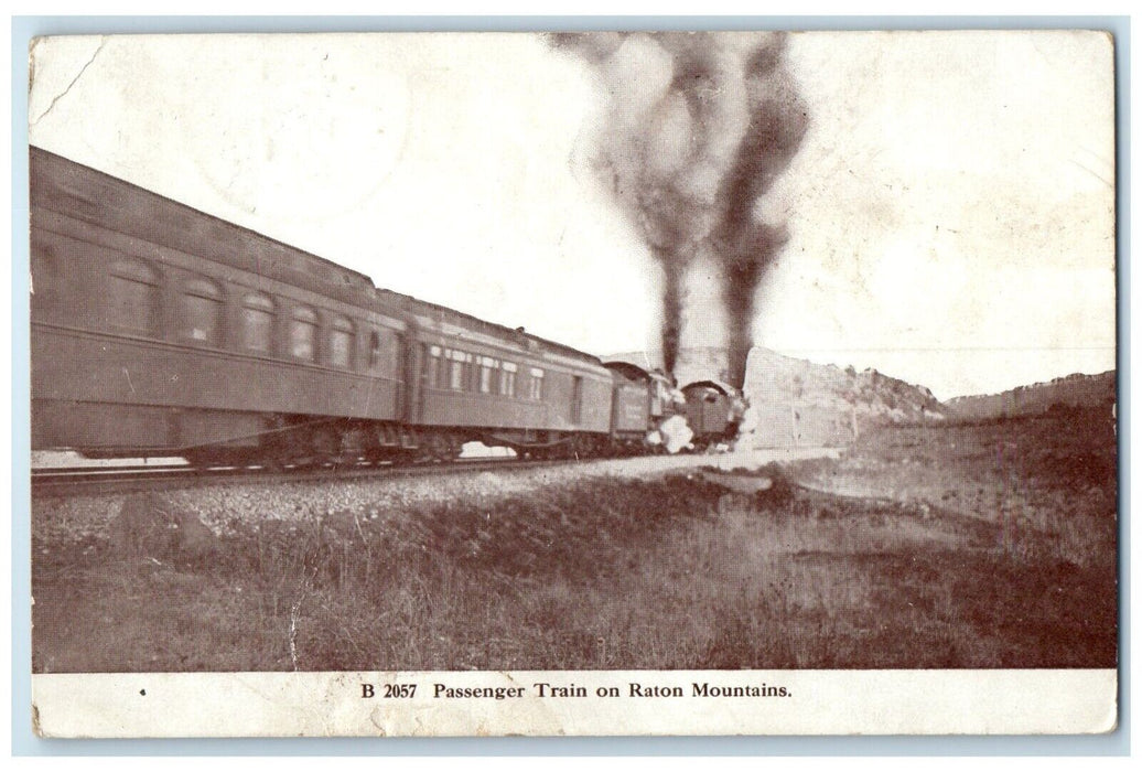 1910 Passenger Train On Raton Mountains Raton New Mexico NM Antique Postcard