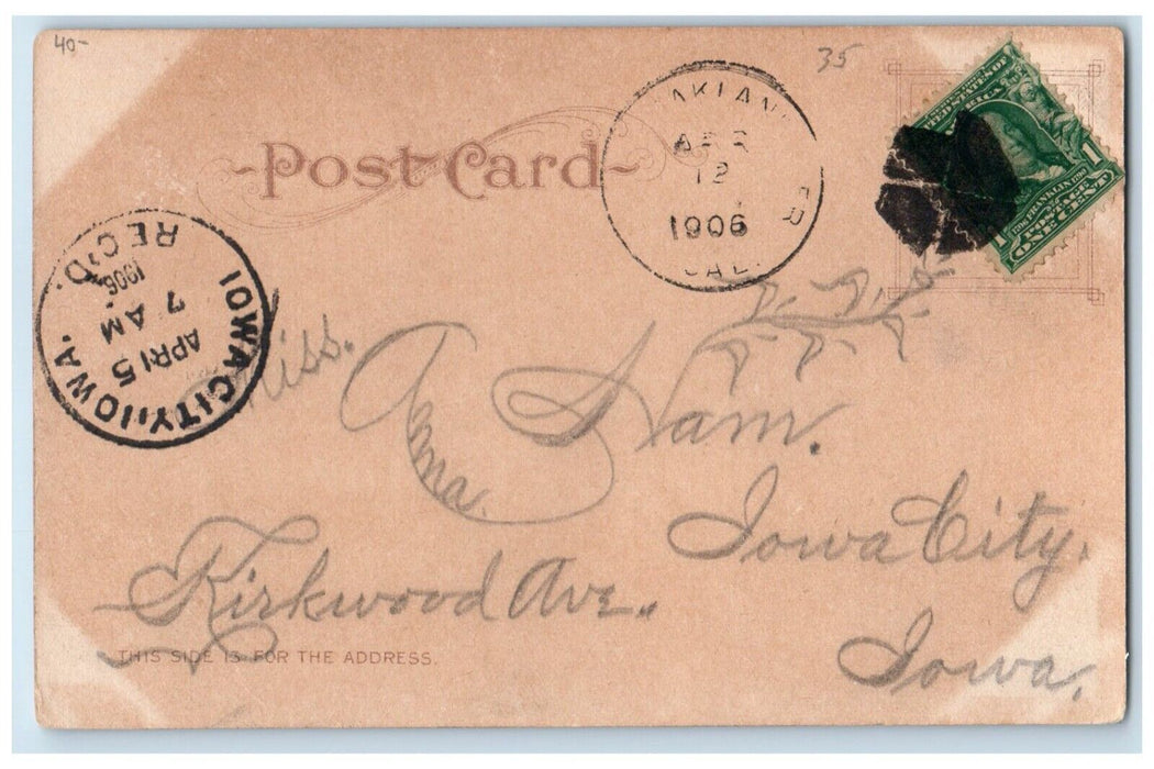 1906 Donner Lake California Ogden Route S P R R Iowa City IA Antique Postcard