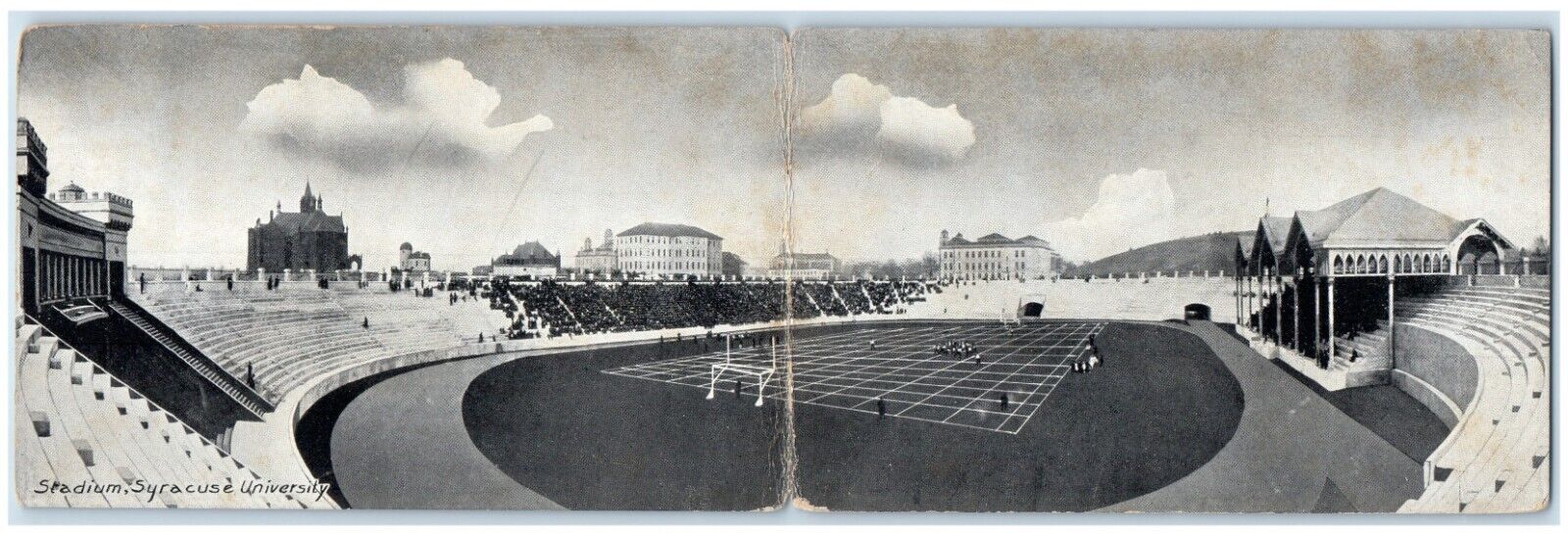 1909 Stadium Syracuse University Football Panorama Fold Out NY, Antique Postcard