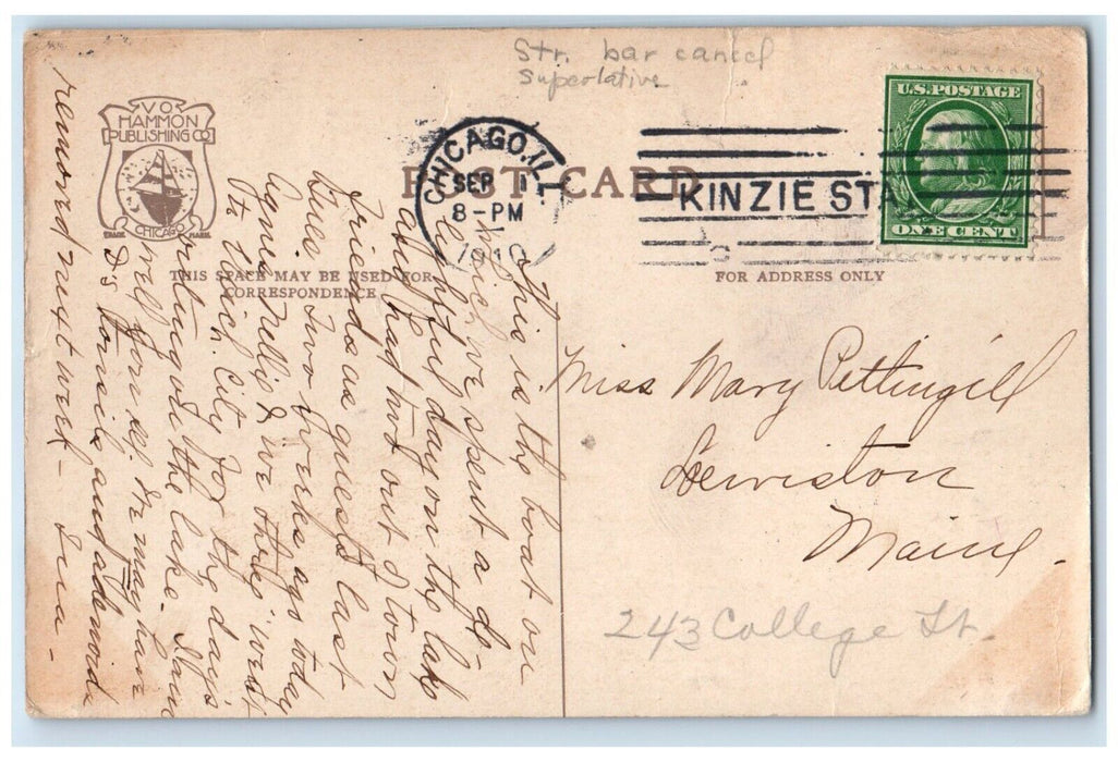 1910 Steam Ship Pere Marquette Chicago Largest Excursion Boat Illinois Postcard