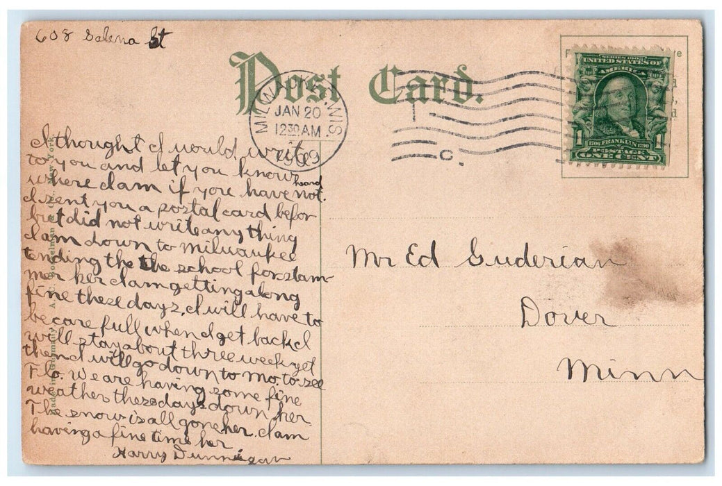 1909 Pere Marquette Steamer Entering Ship Cruise Milwaukee Wisconsin WI Postcard