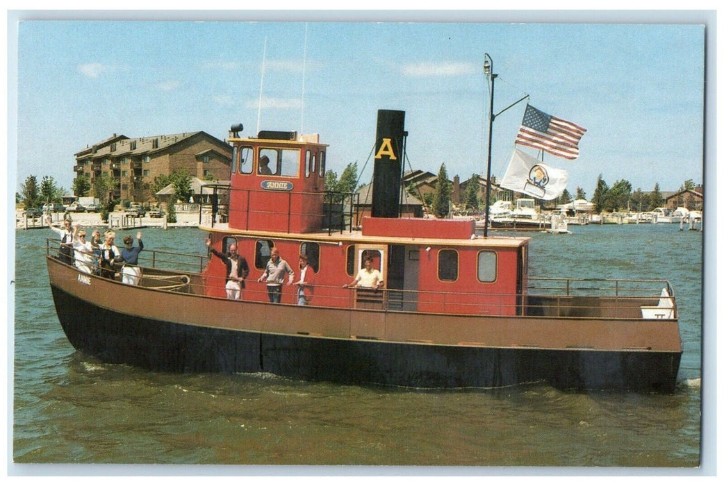 c1960 Tugboat Annie's Restaurant Lounge Lakeshore Drive Ludington MI Postcard
